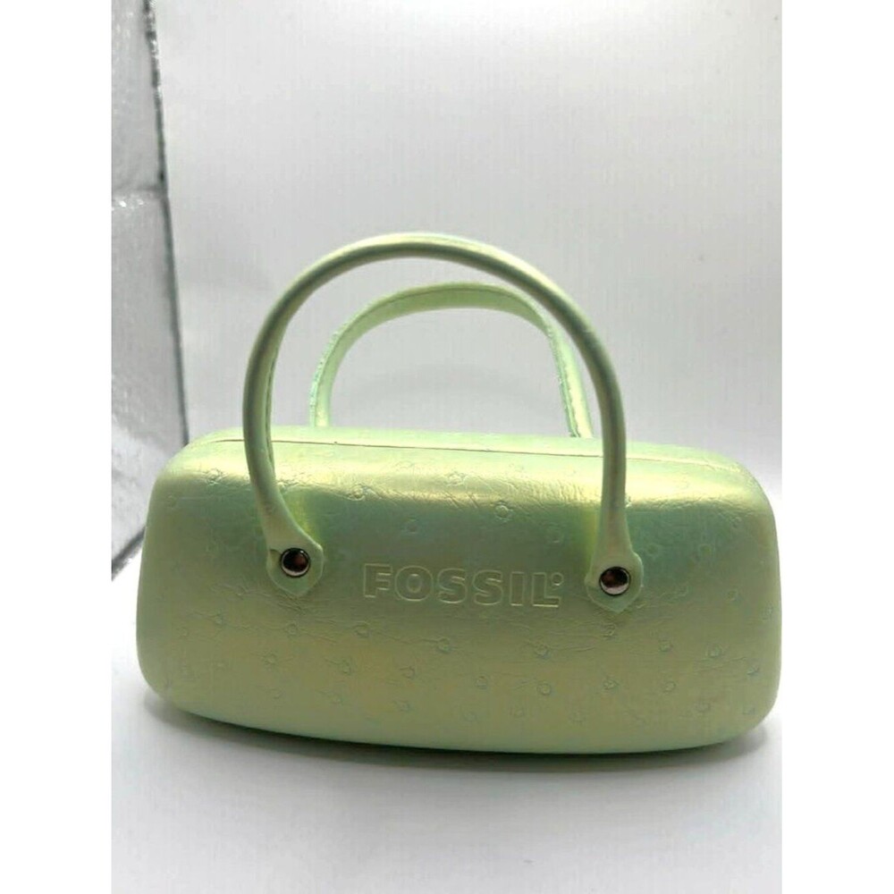 Fossil Light Green Embossed Hard Glasses Case Mini Purse Style